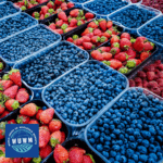 Mixed berries with logo