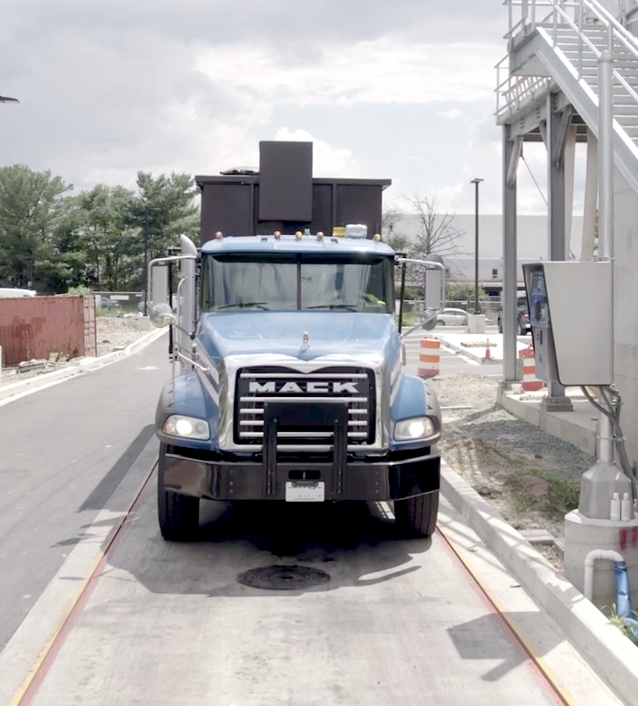 Truck full of organics to be recycled arriving at the maryland bioenergy center